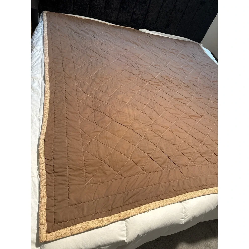 Antique Handmade Maple Leaf Quilt Queen 75x73 Patchwork Cotton Autumn Fall Read